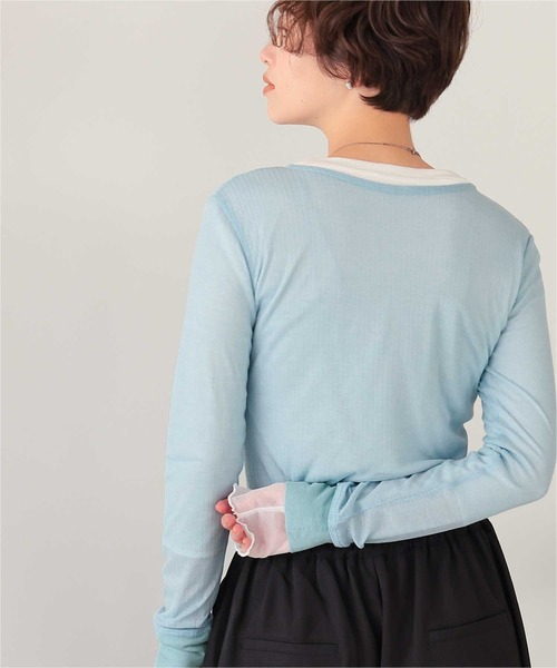 titivate(ティティベイト)の「シアーテレコヘンリーネックトップス(Tシャツ/カットソー・レディース・ピンク/ブラック/アイボリー/杢グレー/ブラウン/ライトブルー/イエロー/ネイビー・M)」の17枚目の写真