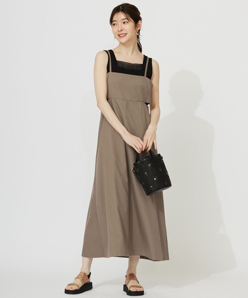 ANY SIS(エニィスィス)の「【洗える】シアーコンビスクエアネック タンクトップ(タンクトップ・レディース・ホワイト系/ブラック系/ベージュ系・2)」の14枚目の写真