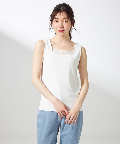 ANY SIS(エニィスィス)の「【洗える】シアーコンビスクエアネック タンクトップ(タンクトップ・レディース・ホワイト系/ブラック系/ベージュ系・2)」の17枚目の写真
