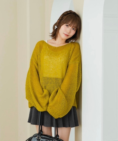 GADID ANONIEM ES ニット/セーター GADID ANONIEM◇ニット・セーター(薄手)/FREE/コットン/KHK/総柄