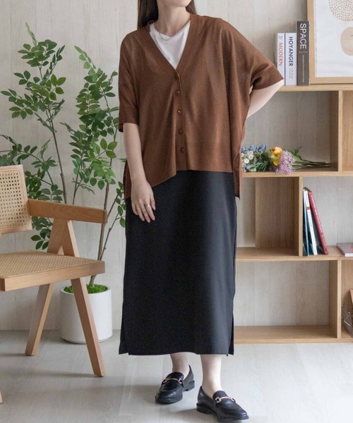 NAVY（ネイビー）の「nAvy  ポンチョシルエット5分袖Vネックカーディガン（カーディガン/ボレロ・レディース・グレイッシュベージュ/ブラック/ブラウン・M/L）」の10枚目の写真