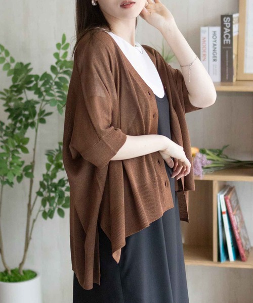 NAVY（ネイビー）の「nAvy  ポンチョシルエット5分袖Vネックカーディガン（カーディガン/ボレロ・レディース・グレイッシュベージュ/ブラック/ブラウン・M/L）」の11枚目の写真