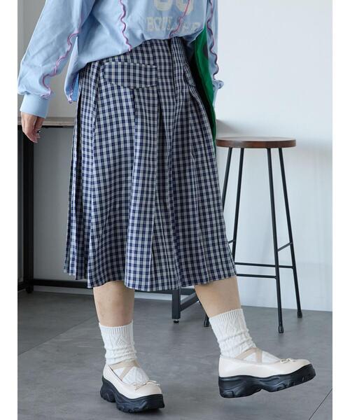 ehka sopo（エヘカソポ）の「ミディ丈プリーツスカート（スカート・レディース・グレー/ネイビー/サックスブルー・F）」の11枚目の写真