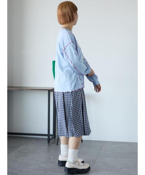 ehka sopo（エヘカソポ）の「ミディ丈プリーツスカート（スカート・レディース・グレー/ネイビー/サックスブルー・F）」の15枚目の写真