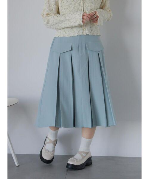 ehka sopo（エヘカソポ）の「ミディ丈プリーツスカート（スカート・レディース・グレー/ネイビー/サックスブルー・F）」の20枚目の写真