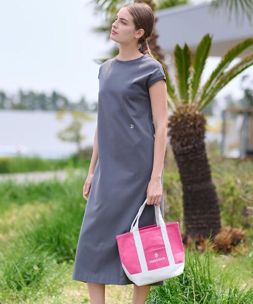 DRESSTERIOR(ドレステリア)の「【カットソー素材/ポケット付き】フレンチスリーブコットンジャージワンピース(ワンピース・レディース・ベージュ/チャコールグレー・38/34/36)」の3枚目の写真