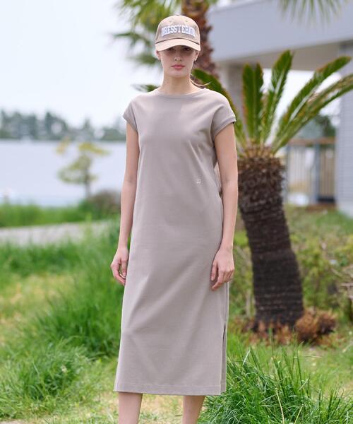 DRESSTERIOR(ドレステリア)の「【カットソー素材/ポケット付き】フレンチスリーブコットンジャージワンピース(ワンピース・レディース・ベージュ/チャコールグレー・38/34/36)」の6枚目の写真