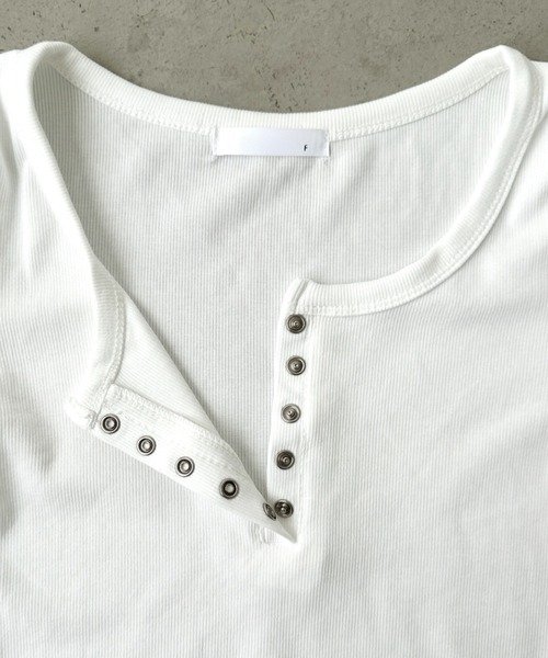 ヘンリーネック Tシャツ 5色 スナップボタン ポケット nr9786 UNE MANSION tシャツ 「UNE ORIGINAL」ヘンリーネックシルバー