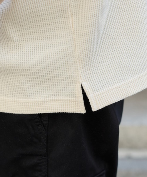 WEGO（ウィゴー）の「WEGO/【25年春夏新作】ワッフルラインポロ（ポロシャツ・メンズ・オフホワイト/ブラック/ネイビー・MEDIUM/LARGE）」の8枚目の写真