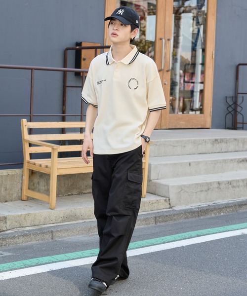 WEGO（ウィゴー）の「WEGO/【25年春夏新作】ワッフルラインポロ（ポロシャツ・メンズ・オフホワイト/ブラック/ネイビー・MEDIUM/LARGE）」の14枚目の写真