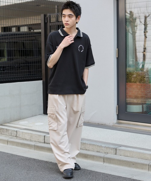 WEGO（ウィゴー）の「WEGO/【25年春夏新作】ワッフルラインポロ（ポロシャツ・メンズ・オフホワイト/ブラック/ネイビー・MEDIUM/LARGE）」の19枚目の写真