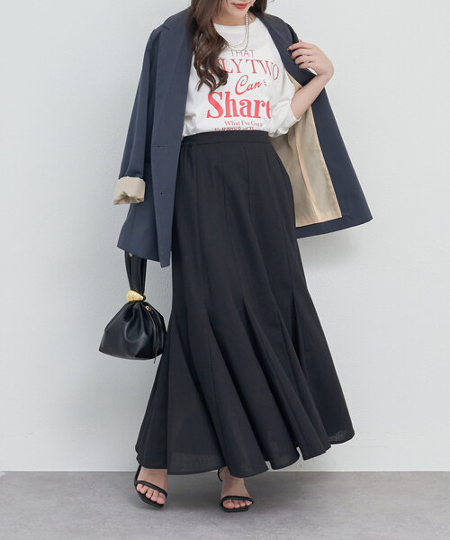 continuer de NICE CLAUP(コンティニューデナイスクラップ)の「【女性らしさたっぷり】【リネン混】スタイルアップマーメイドスカート(スカート・レディース・ブラック/ベージュ/モカ・FREE)」の9枚目の写真