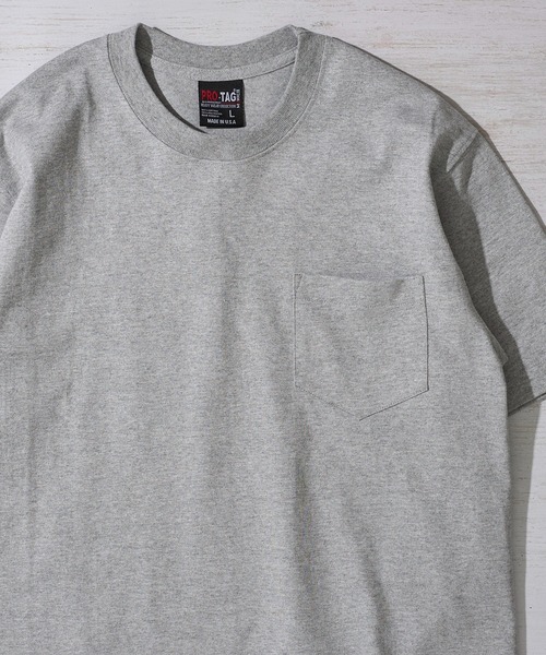 PRO・TAG(プロタグ)の「【PRO・TAG】Short Sleeve heavy T / ヘビーウェイト ポケット付き半袖Tシャツ(Tシャツ/カットソー・メンズ・ホワイト/ブラック/グレー・SMALL/X-LARGE/MEDIUM/LARGE)」の3枚目の写真