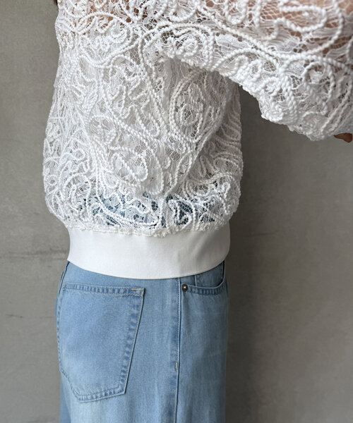 DouDou ブラウス シャツ 「WEB限定」刺繍レースカーディガン