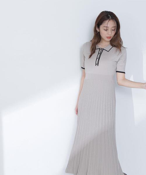NATURAL BEAUTY BASIC(ナチュラルビューティーベーシック)の「◇バイカラーラインポロニットワンピース(ワンピース・レディース・ベージュ系その他/ブルー系その他/グレー系その他・MEDIUM/P/S)」の7枚目の写真