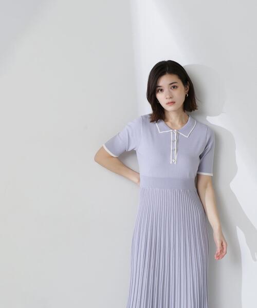 NATURAL BEAUTY BASIC(ナチュラルビューティーベーシック)の「◇バイカラーラインポロニットワンピース(ワンピース・レディース・ベージュ系その他/ブルー系その他/グレー系その他・MEDIUM/P/S)」の13枚目の写真