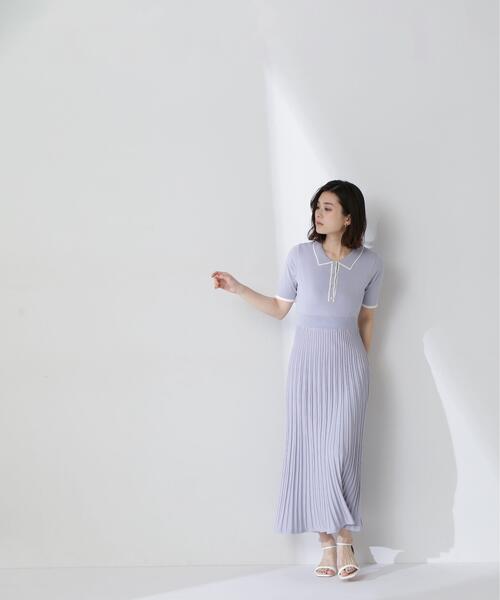 NATURAL BEAUTY BASIC(ナチュラルビューティーベーシック)の「◇バイカラーラインポロニットワンピース(ワンピース・レディース・ベージュ系その他/ブルー系その他/グレー系その他・MEDIUM/P/S)」の14枚目の写真