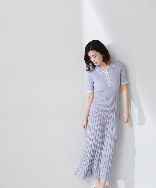 NATURAL BEAUTY BASIC(ナチュラルビューティーベーシック)の「◇バイカラーラインポロニットワンピース(ワンピース・レディース・ベージュ系その他/ブルー系その他/グレー系その他・MEDIUM/P/S)」の15枚目の写真