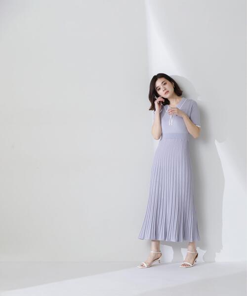 NATURAL BEAUTY BASIC(ナチュラルビューティーベーシック)の「◇バイカラーラインポロニットワンピース(ワンピース・レディース・ベージュ系その他/ブルー系その他/グレー系その他・MEDIUM/P/S)」の16枚目の写真