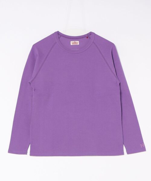 HOLLYWOOD RANCH MARKET（ハリウッドランチマーケット）の「ストレッチフライス リラックスフィット LS Tシャツ ウイメンズ（Tシャツ/カットソー・レディース・チャコール/オレンジ/ロイヤルブルー/ネイビー/パープル/ナチュラル/グレー/ダークオレンジ/ダークグリーン/ホワイト/ピンク/ブラック/イエロー×グリーン/ダークパープル・ONE SIZE）」の9枚目の写真