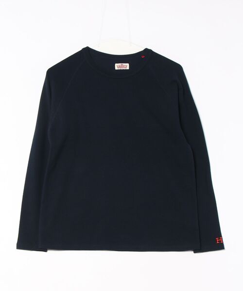 HOLLYWOOD RANCH MARKET（ハリウッドランチマーケット）の「ストレッチフライス リラックスフィット LS Tシャツ ウイメンズ（Tシャツ/カットソー・レディース・チャコール/オレンジ/ロイヤルブルー/ネイビー/パープル/ナチュラル/グレー/ダークオレンジ/ダークグリーン/ホワイト/ピンク/ブラック/イエロー×グリーン/ダークパープル・ONE SIZE）」の7枚目の写真