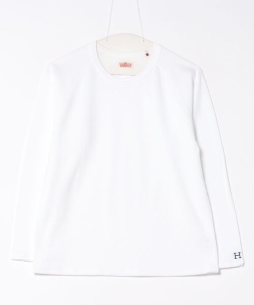 H.R. MARKET ハリウッドランチマーケット　LS Tシャツ ホワイト ストレッチフライス リラックスフィット LS Tシャツ ウイメンズ