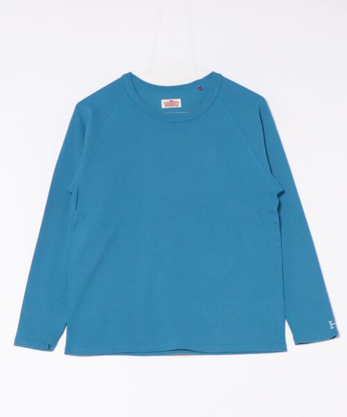 HOLLYWOOD RANCH MARKET（ハリウッドランチマーケット）の「ストレッチフライス リラックスフィット LS Tシャツ ウイメンズ（Tシャツ/カットソー・レディース・チャコール/オレンジ/ロイヤルブルー/ネイビー/パープル/ナチュラル/グレー/ダークオレンジ/ダークグリーン/ホワイト/ピンク/ブラック/イエロー×グリーン/ダークパープル・ONE SIZE）」の8枚目の写真