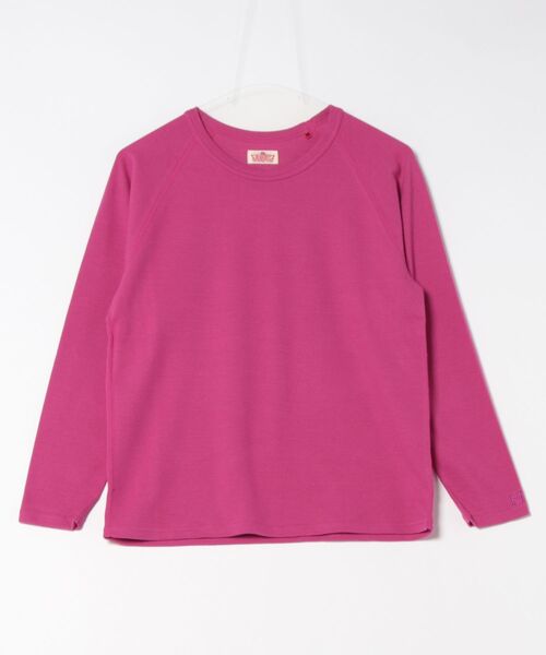 HOLLYWOOD RANCH MARKET（ハリウッドランチマーケット）の「ストレッチフライス リラックスフィット LS Tシャツ ウイメンズ（Tシャツ/カットソー・レディース・チャコール/オレンジ/ロイヤルブルー/ネイビー/パープル/ナチュラル/グレー/ダークオレンジ/ダークグリーン/ホワイト/ピンク/ブラック/イエロー×グリーン/ダークパープル・ONE SIZE）」の12枚目の写真