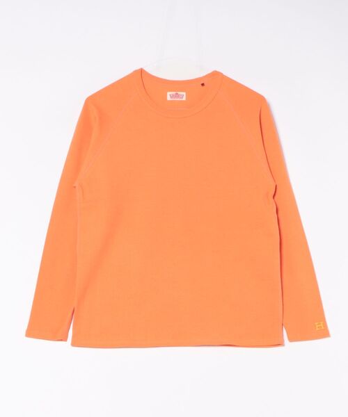 HOLLYWOOD RANCH MARKET（ハリウッドランチマーケット）の「ストレッチフライス リラックスフィット LS Tシャツ ウイメンズ（Tシャツ/カットソー・レディース・チャコール/オレンジ/ロイヤルブルー/ネイビー/パープル/ナチュラル/グレー/ダークオレンジ/ダークグリーン/ホワイト/ピンク/ブラック/イエロー×グリーン/ダークパープル・ONE SIZE）」の13枚目の写真