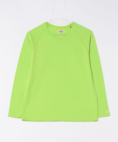 HOLLYWOOD RANCH MARKET（ハリウッドランチマーケット）の「ストレッチフライス リラックスフィット LS Tシャツ ウイメンズ（Tシャツ/カットソー・レディース・チャコール/オレンジ/ロイヤルブルー/ネイビー/パープル/ナチュラル/グレー/ダークオレンジ/ダークグリーン/ホワイト/ピンク/ブラック/イエロー×グリーン/ダークパープル・ONE SIZE）」の11枚目の写真