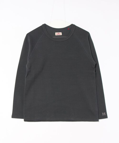 HOLLYWOOD RANCH MARKET（ハリウッドランチマーケット）の「ストレッチフライス リラックスフィット LS Tシャツ ウイメンズ（Tシャツ/カットソー・レディース・チャコール/オレンジ/ロイヤルブルー/ネイビー/パープル/ナチュラル/グレー/ダークオレンジ/ダークグリーン/ホワイト/ピンク/ブラック/イエロー×グリーン/ダークパープル・ONE SIZE）」の4枚目の写真