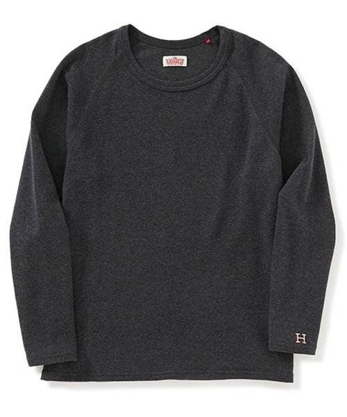 HOLLYWOOD RANCH MARKET(ハリウッドランチマーケット)の「ストレッチフライス リラックスフィット LS Tシャツ ウイメンズ(Tシャツ/カットソー・レディース・チャコール/オレンジ/ロイヤルブルー/ネイビー/パープル/ナチュラル/グレー/ダークオレンジ/ダークグリーン/ホワイト/ピンク/ブラック/イエロー×グリーン/ダークパープル/ダークグレー/ライトイエロー/ライトブルー/オートミール・ONE SIZE)」の4枚目の写真