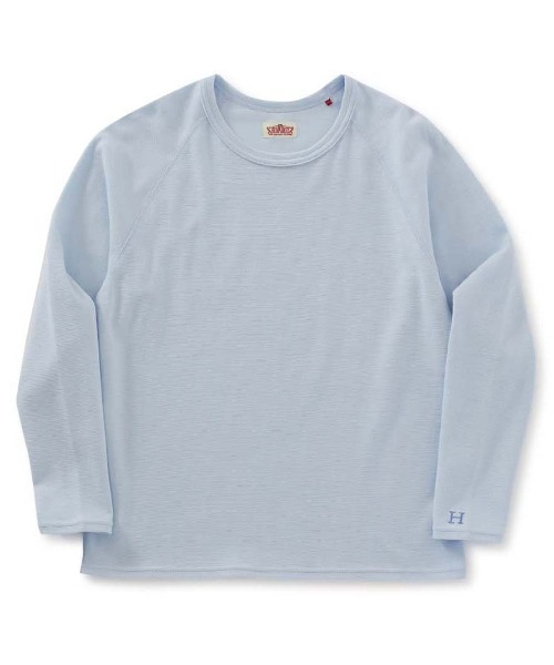 HOLLYWOOD RANCH MARKET(ハリウッドランチマーケット)の「ストレッチフライス リラックスフィット LS Tシャツ ウイメンズ(Tシャツ/カットソー・レディース・チャコール/オレンジ/ロイヤルブルー/ネイビー/パープル/ナチュラル/グレー/ダークオレンジ/ダークグリーン/ホワイト/ピンク/ブラック/イエロー×グリーン/ダークパープル/ダークグレー/ライトイエロー/ライトブルー/オートミール・ONE SIZE)」の9枚目の写真