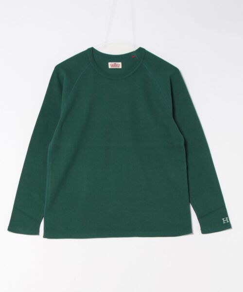 HOLLYWOOD RANCH MARKET（ハリウッドランチマーケット）の「ストレッチフライス リラックスフィット LS Tシャツ ウイメンズ（Tシャツ/カットソー・レディース・チャコール/オレンジ/ロイヤルブルー/ネイビー/パープル/ナチュラル/グレー/ダークオレンジ/ダークグリーン/ホワイト/ピンク/ブラック/イエロー×グリーン/ダークパープル・ONE SIZE）」の6枚目の写真