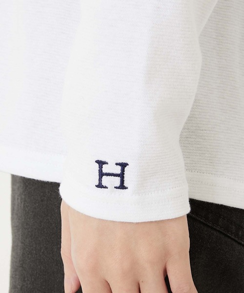 HOLLYWOOD RANCH MARKET（ハリウッドランチマーケット）の「ストレッチフライス リラックスフィット LS Tシャツ ウイメンズ（Tシャツ/カットソー・レディース・チャコール/オレンジ/ロイヤルブルー/ネイビー/パープル/ナチュラル/グレー/ダークオレンジ/ダークグリーン/ホワイト/ピンク/ブラック/イエロー×グリーン/ダークパープル・ONE SIZE）」の15枚目の写真