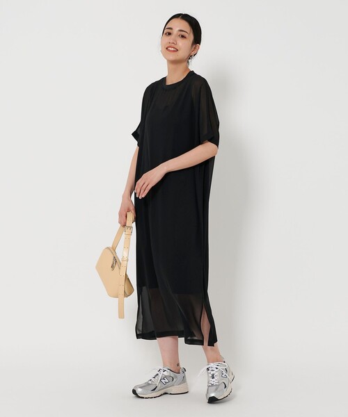 【30％OFF】 シフォンレイヤード ドルマンスリーブ ワンピース（ワンピース ワンピース