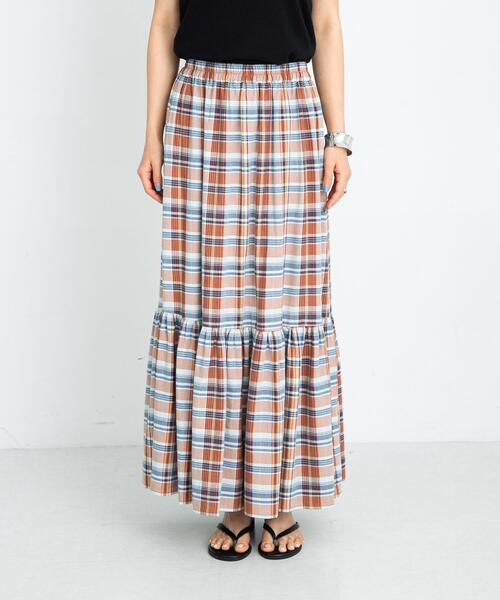 URBAN RESEARCH Sonny Label(アーバンリサーチサニーレーベル)の「リネン混マドラスチェックスカート(スカート・レディース・グレー系その他/オレンジ系その他/ブルー系その他・FREE)」の8枚目の写真