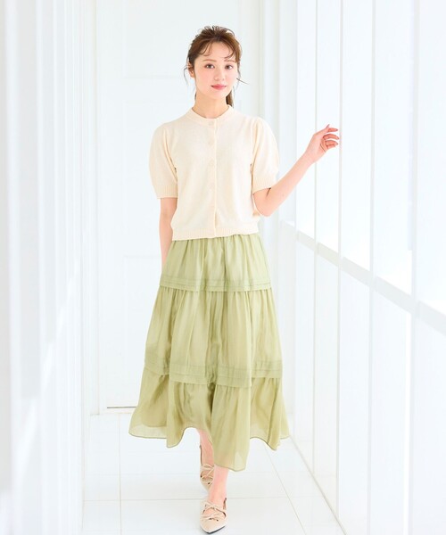 Feroux(フェルゥ)の「【洗える】タックデザインティアードスカート(スカート・レディース・ピンク系/グリーン系/ブルー系・F)」の6枚目の写真