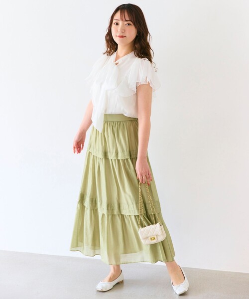 Feroux(フェルゥ)の「【洗える】タックデザインティアードスカート(スカート・レディース・ピンク系/グリーン系/ブルー系・F)」の8枚目の写真