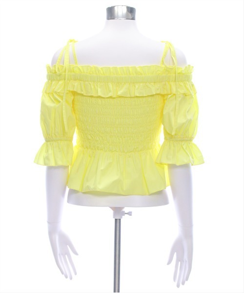 clear（クリア）の「肩リボンオフショルシャーリング半袖ブラウス [着回し力抜群 大人 フェミニン 骨格ウェーブ]（シャツ/ブラウス・レディース・ブラック/イエロー/オフホワイト・F）」の10枚目の写真
