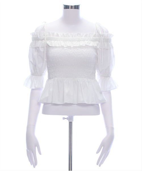 clear（クリア）の「肩リボンオフショルシャーリング半袖ブラウス [着回し力抜群 大人 フェミニン 骨格ウェーブ]（シャツ/ブラウス・レディース・ブラック/イエロー/オフホワイト・F）」の17枚目の写真