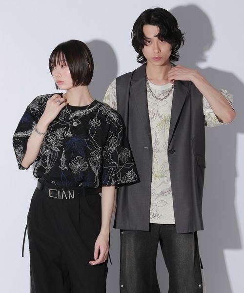 UNISEX】フラワーシシュウTシャツ（Tシャツ/カットソー）｜Anui
