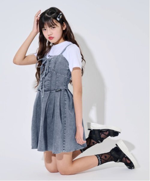 by LOVEiT（バイラビット）の「【ニコ☆プチ・Cuugal掲載】レースアップワンピース（ワンピース・キッズ・ブルー/ブラック・160cm/130cm/140cm/120cm/150cm）」の7枚目の写真