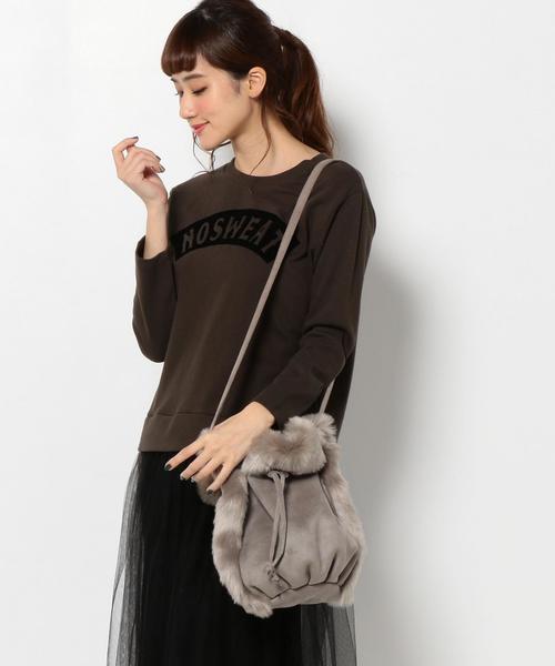 Another Edition（アナザーエディション）の「フェイクムートン巾着ショルダーバッグ/AE FK キンチャク SHLD（ショルダーバッグ・レディース・オフホワイト/グレー・フリー）」の10枚目の写真