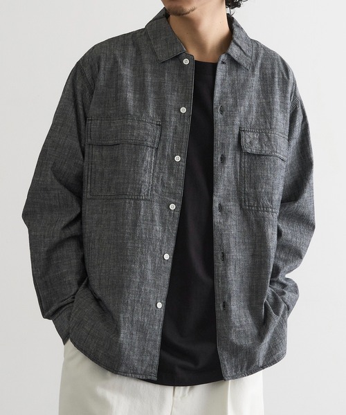 MAGASIN DE MODE Brew(マガジンデモードブリュー)の「【MAGASIN DE MODE Brew】シャンブレーオーバーシャツ MNY(シャツ/ブラウス・メンズ・アイボリー/ブルー/ブラック・2L/M/L)」の14枚目の写真