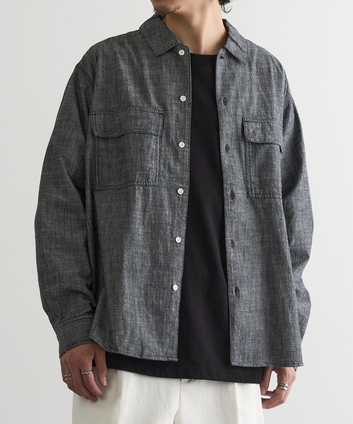 MAGASIN DE MODE Brew(マガジンデモードブリュー)の「【MAGASIN DE MODE Brew】シャンブレーオーバーシャツ MNY(シャツ/ブラウス・メンズ・アイボリー/ブルー/ブラック・2L/M/L)」の15枚目の写真