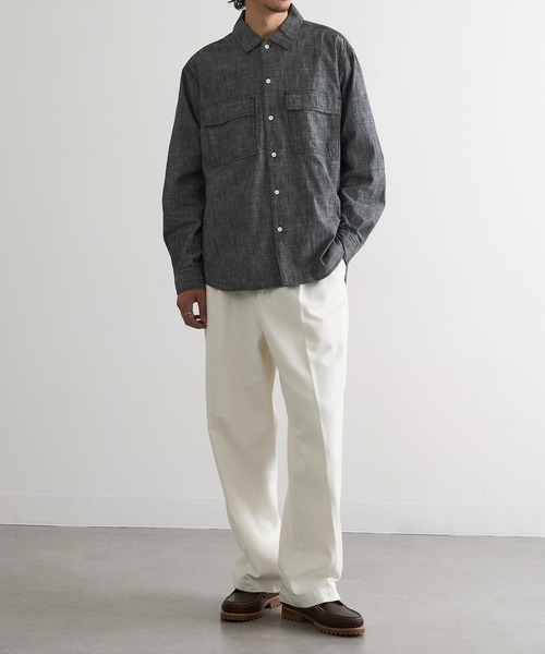 MAGASIN DE MODE Brew(マガジンデモードブリュー)の「【MAGASIN DE MODE Brew】シャンブレーオーバーシャツ MNY(シャツ/ブラウス・メンズ・アイボリー/ブルー/ブラック・2L/M/L)」の21枚目の写真