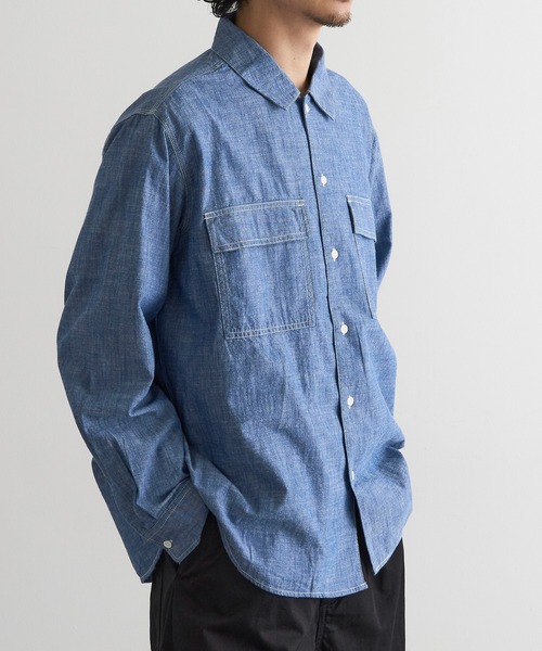MAGASIN DE MODE Brew(マガジンデモードブリュー)の「【MAGASIN DE MODE Brew】シャンブレーオーバーシャツ MNY(シャツ/ブラウス・メンズ・アイボリー/ブルー/ブラック・2L/M/L)」の4枚目の写真