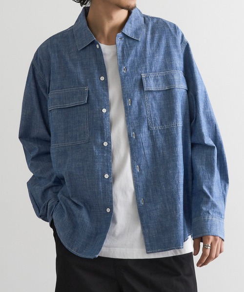 MAGASIN DE MODE Brew(マガジンデモードブリュー)の「【MAGASIN DE MODE Brew】シャンブレーオーバーシャツ MNY(シャツ/ブラウス・メンズ・アイボリー/ブルー/ブラック・2L/M/L)」の5枚目の写真