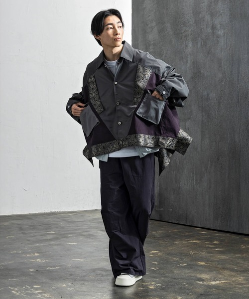 +CLOSET(プラスクローゼット)の「2WAYパッチワークジャケット(ブルゾン・メンズ・ネイビー/カーキ・FREE)」の21枚目の写真